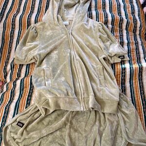TIGER FRIDAY AM Green Hooded Zip-Up Velour Jacket